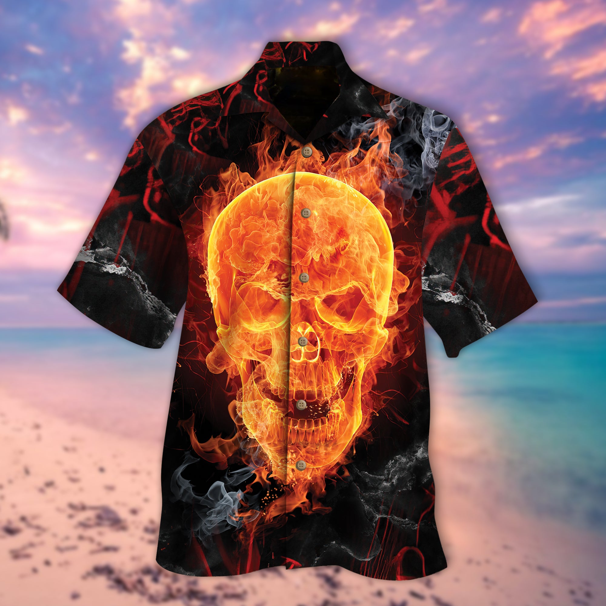 Skull Fire Hawaiian Shirt – Pp0