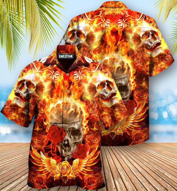 Skull Flaming Rose Edition – Hawaiian Shirt – Hawaiian Shirt