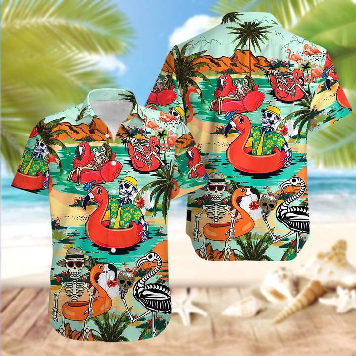 Skull Flamingo For Men For Women Hw3557 Hawaiian Shirt