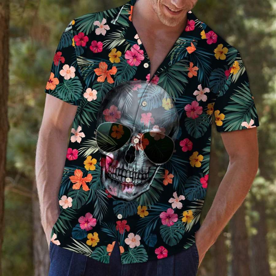 Skull Floral Tropical Full Printing Hawaiian Shirt