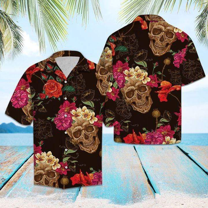 Skull Flower Hawaiian Aloha Shirt