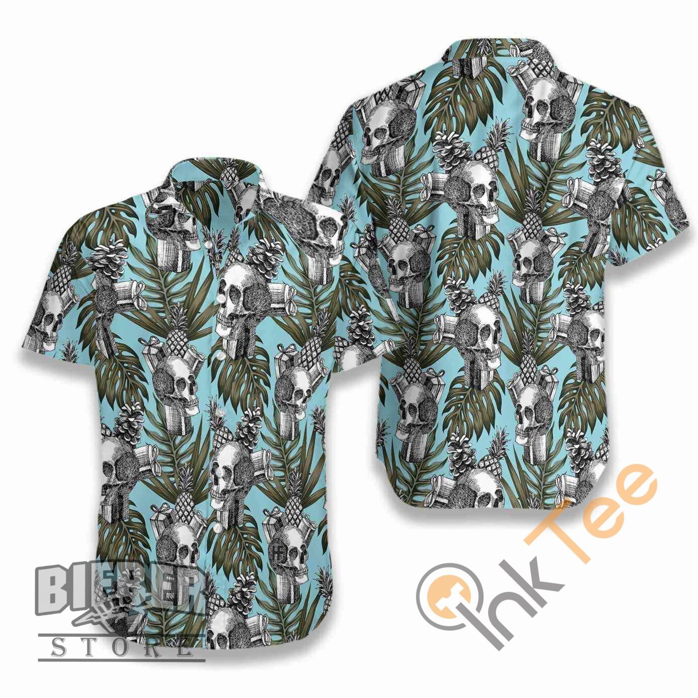 Skull Gift Pine Apple Cone Tropical Hawaiian Shirt