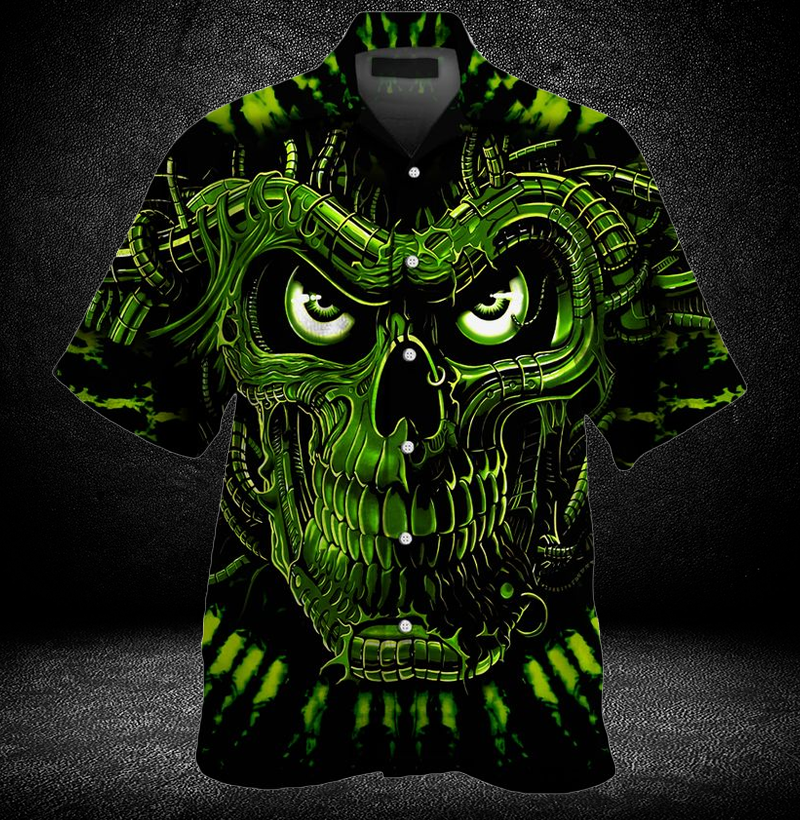 Skull Green Hawaiian Shirt For Men Women