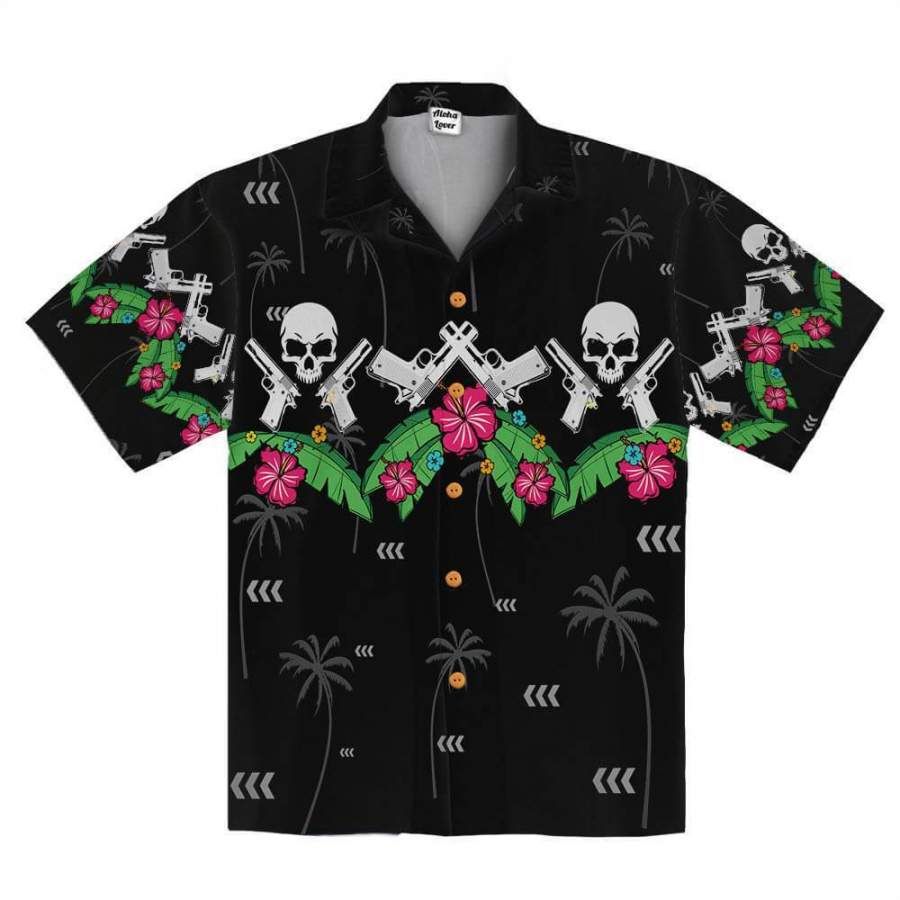 Skull Gun Hawaiian Shirts V-1