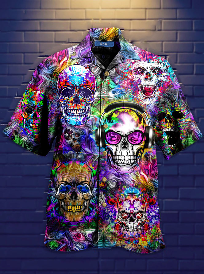 Skull Hawaiian Shirt Unisex Full Size Adult Colorful Hw2426-1