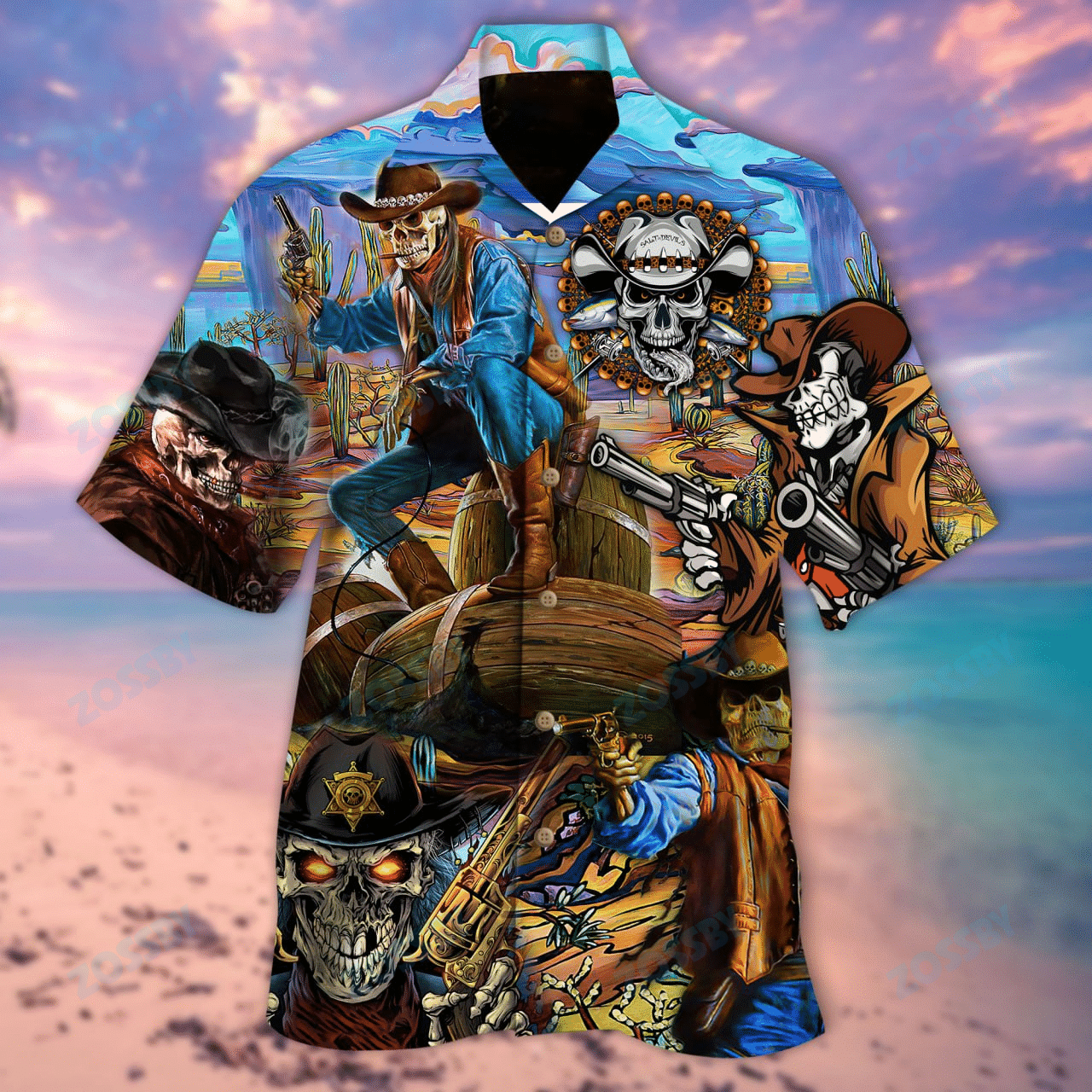 Skull Hawaiian Shirt – When Life Gets Tough Cowboy Up Skull