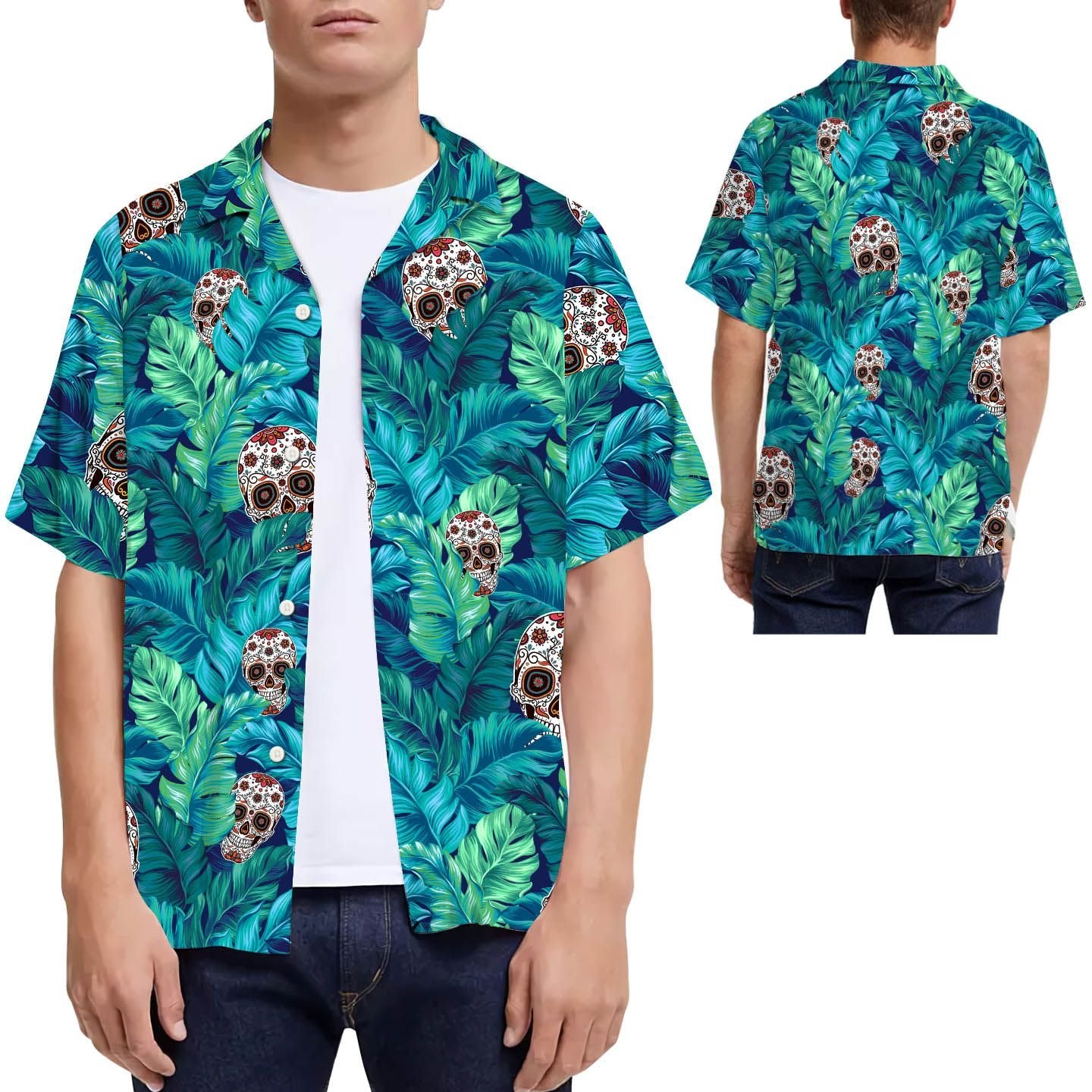 Skull Hippie Tropical Hawaiian Shirt Summer Shirt Beach