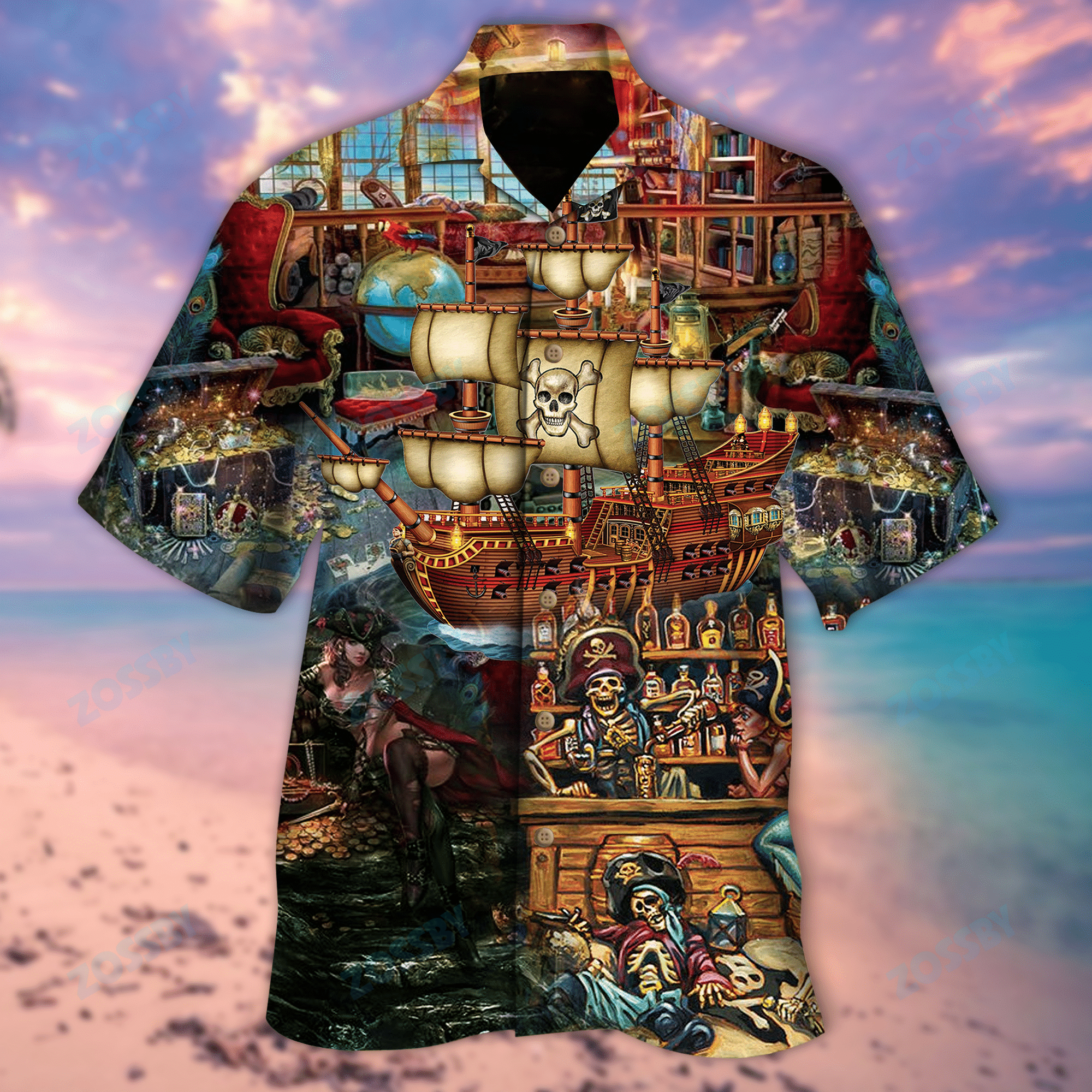 Skull Hunting Treasure Unisex Hawaiian Shirt