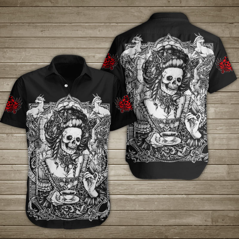 Skull Its Always Tea Time Hawaiian Shirt