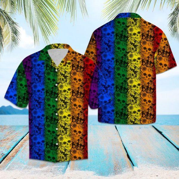 Skull Lgbt Color Hawaiian Shirt For Men Women Adult