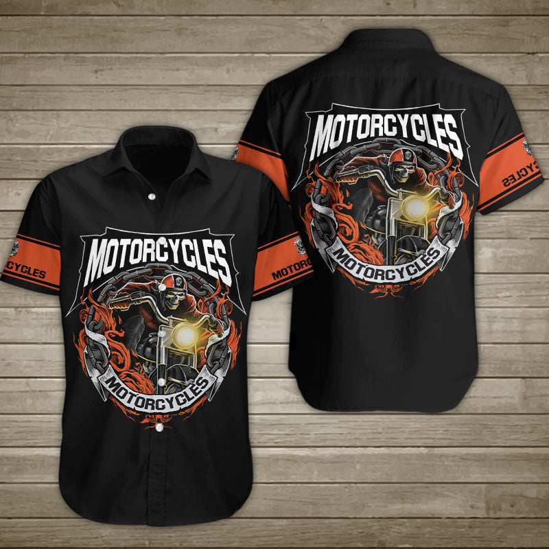 Skull Motorcycle Fire Chains Hawaiian Shirt