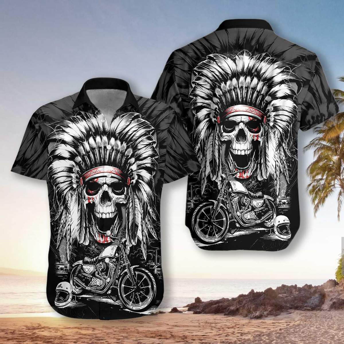 Skull Motorcycle Hawaiian Aloha Shirts