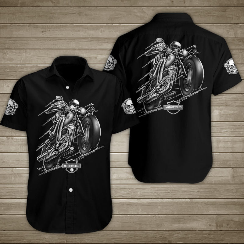 Skull Motorcycles Speed Hawaiian Shirt Summer Button Up For Men Women Couple