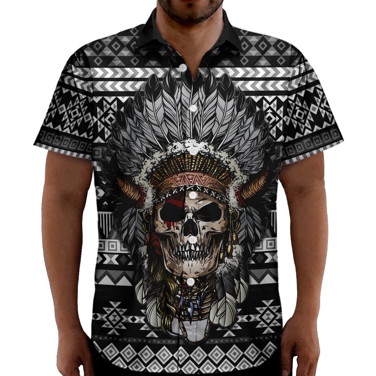 Skull Native American Culture Hawaiian Shirt