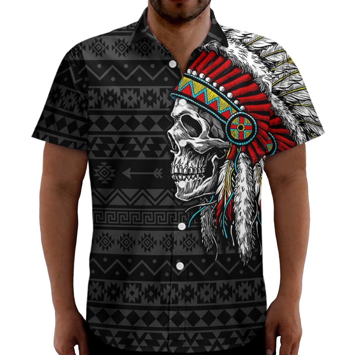 Skull Native American Hawaiian Shirt