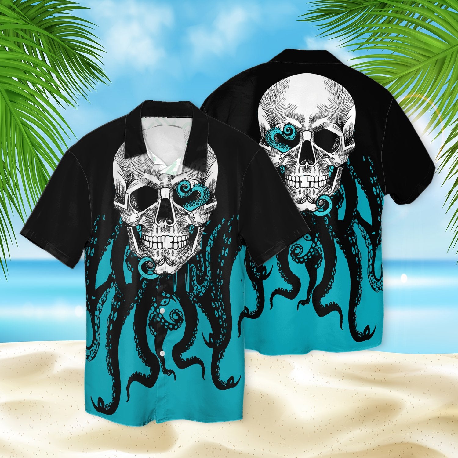 Skull Octopus Print 3d Hawaiian Shirt