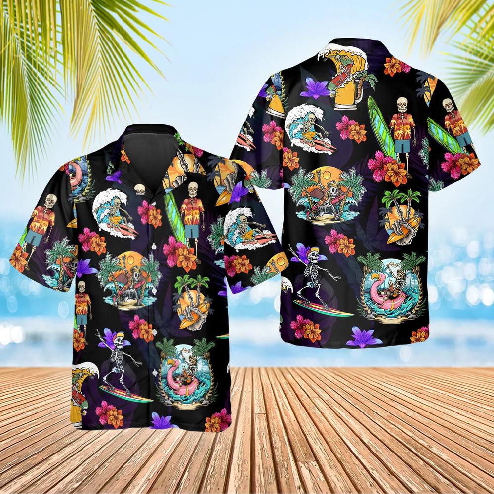 Skull On The Beach Funny Game Hawaiian Shirt