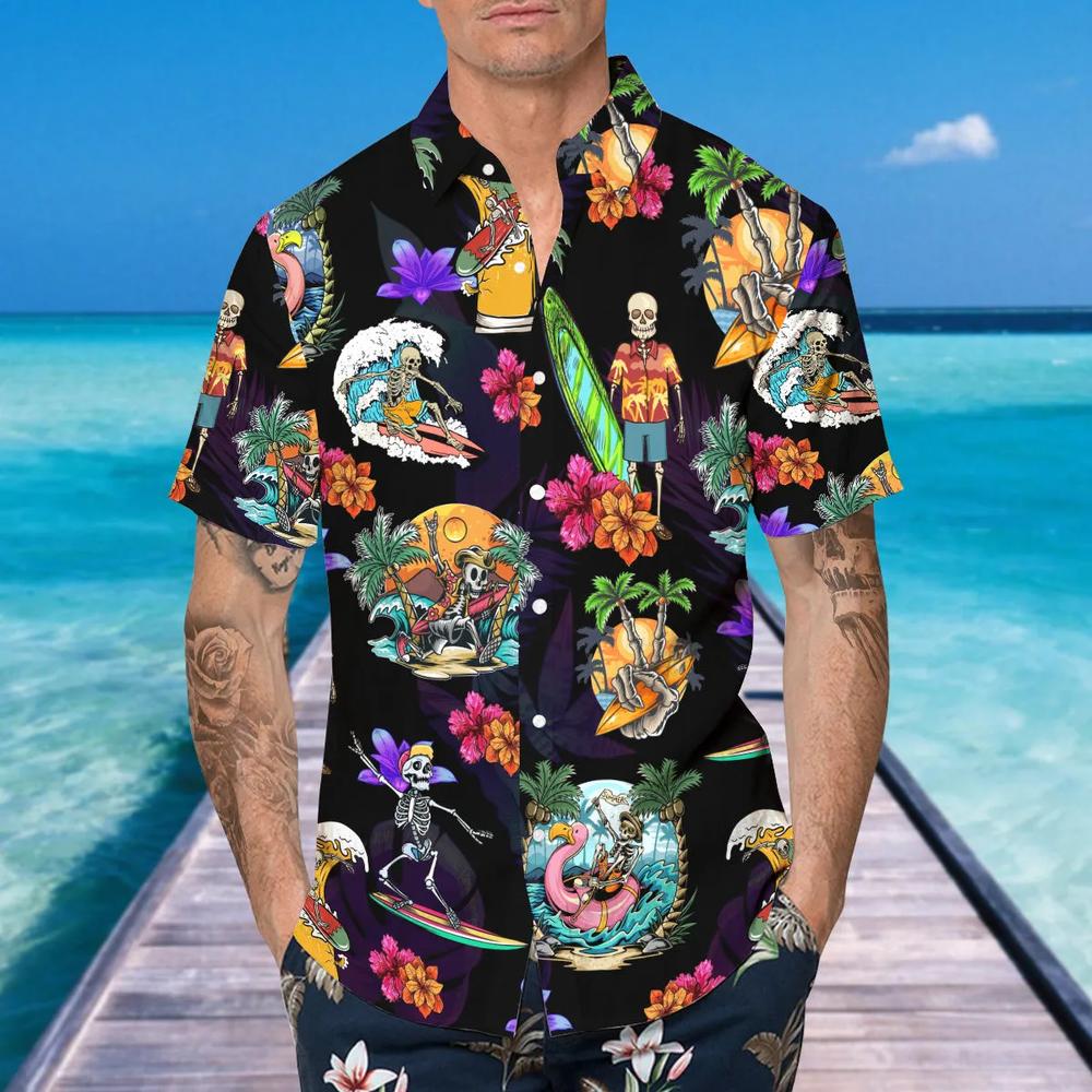 Skull On The Beach Funny Game Hawaiian Shirt