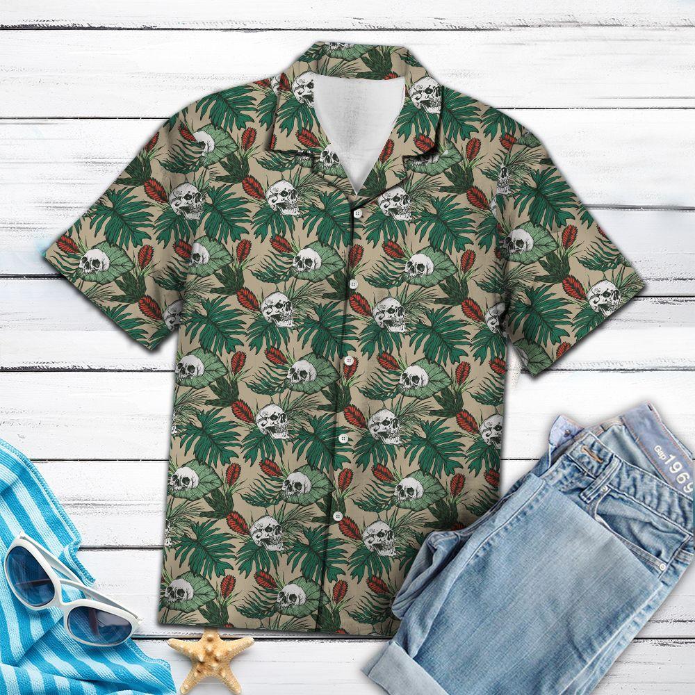 Skull Palm Leaves Hawaiian Shirt For Men Hawaiian Shirt For Women