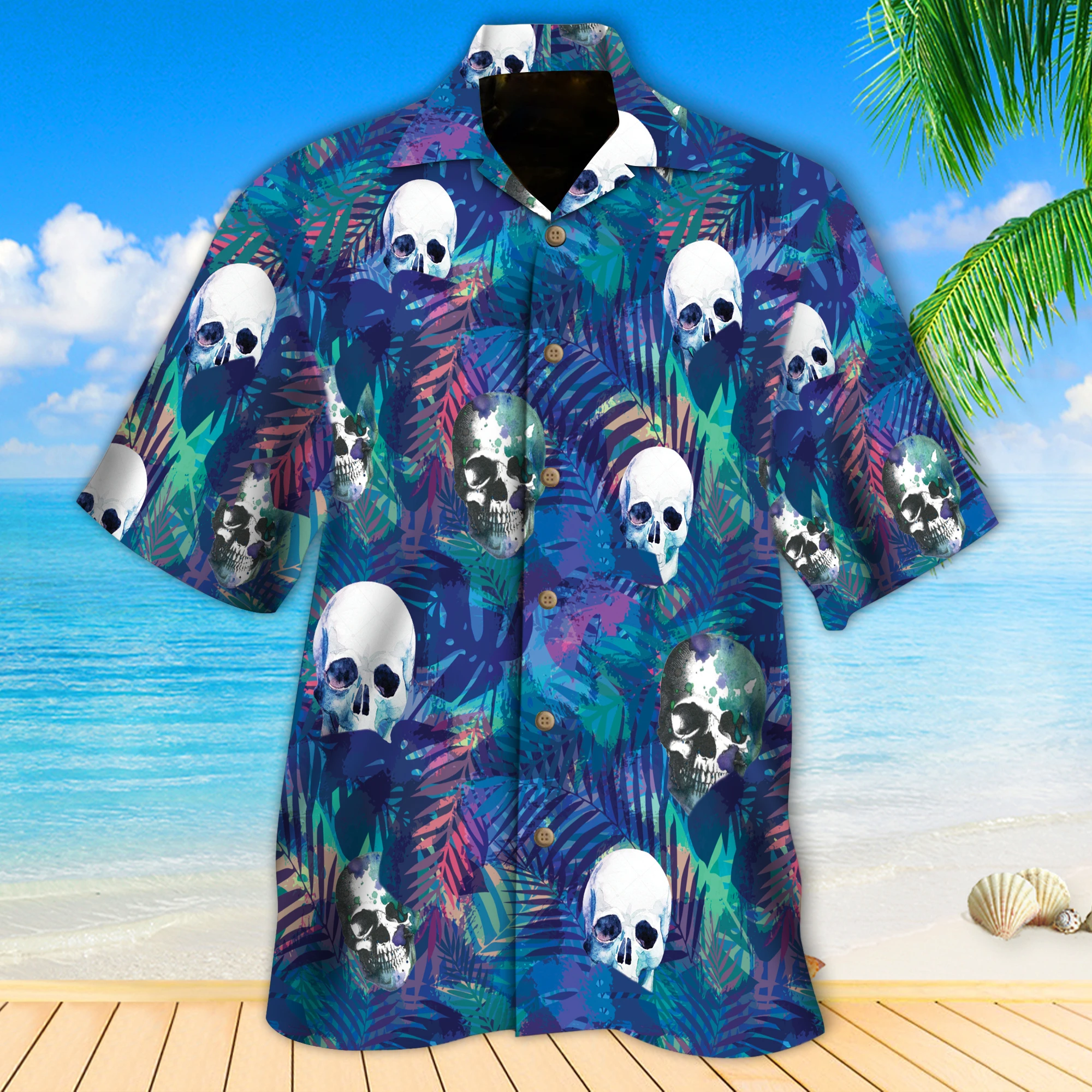 Skull Palm Tropical Hawaiian Shirt-1