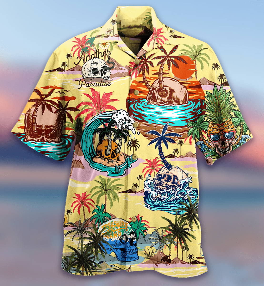 Skull Parasise Love Beach Vintage Hawaiian Aloha Shirts