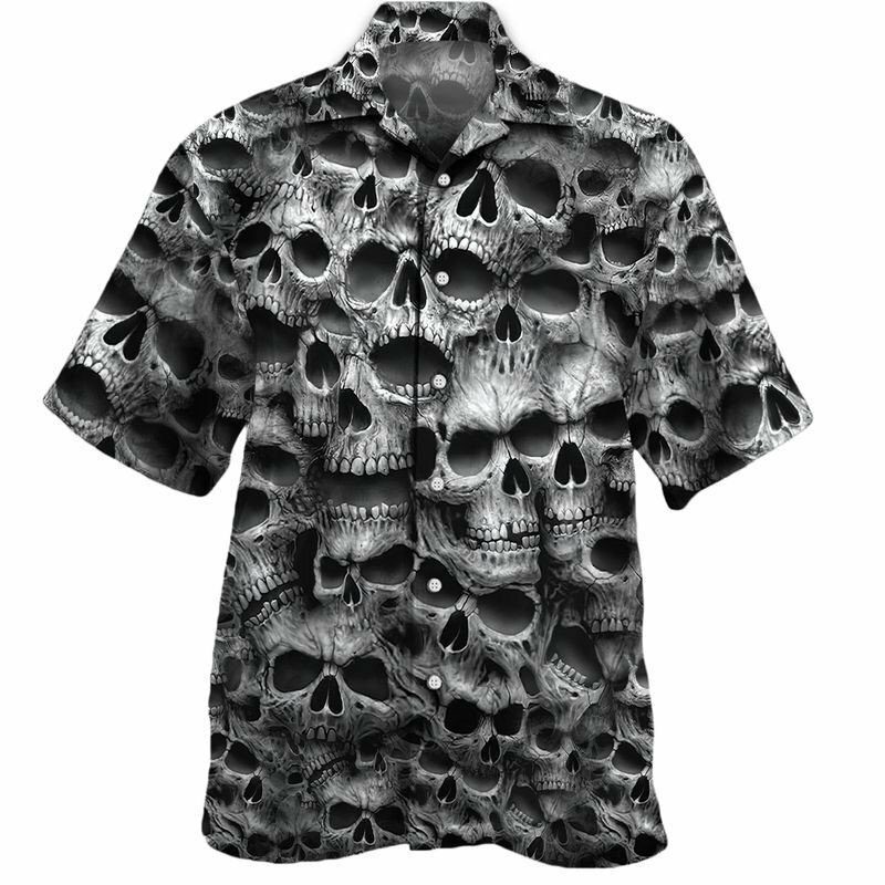 Skull Pattern 3d All Over Printed Hawaiian Shirt