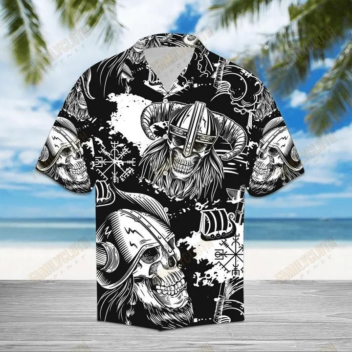 Skull Pattern Black And Aloha Hawaiian Shirt Colorful Short Sleeve Summer Beach