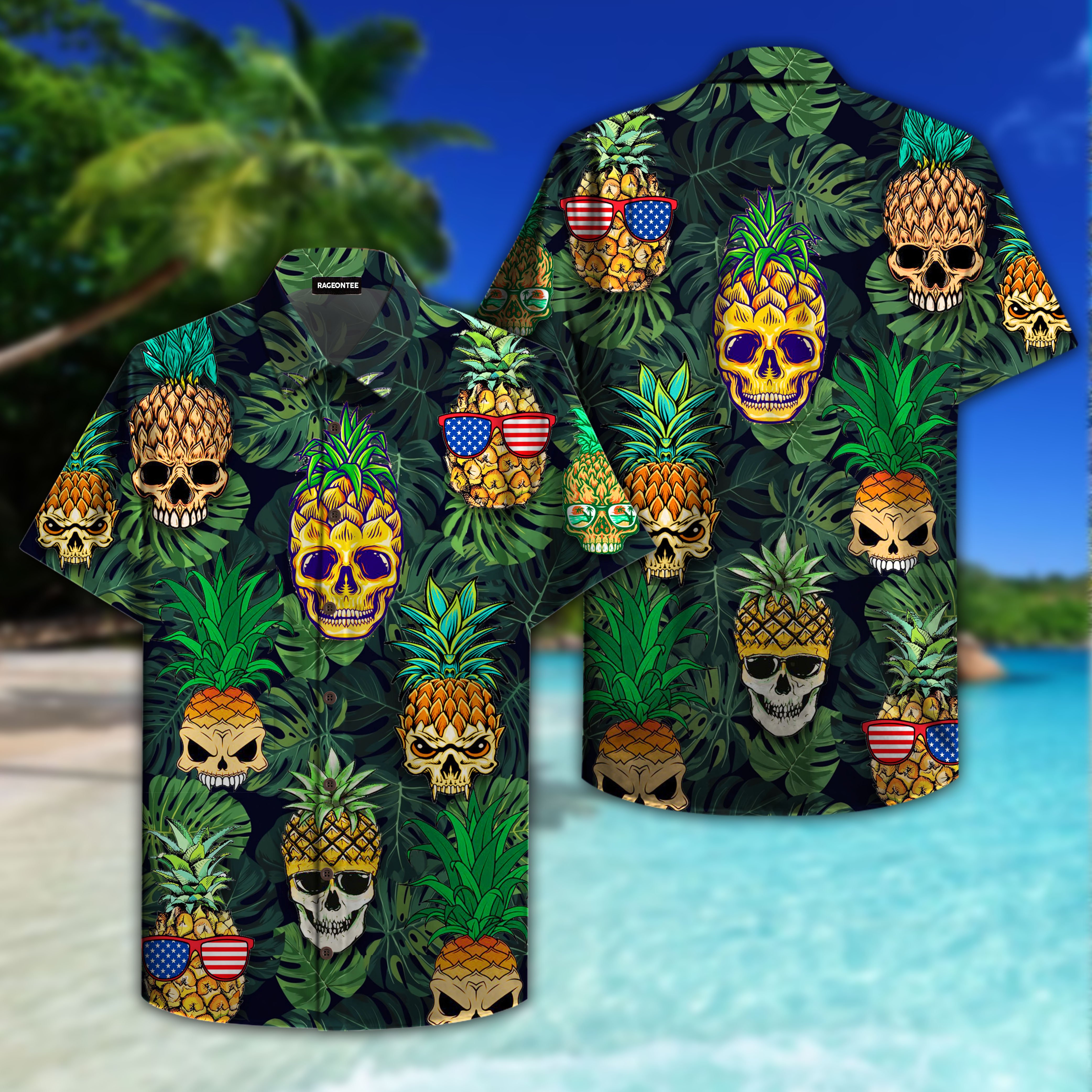 Skull Pineapple Hawaiian Shirt For Men Women