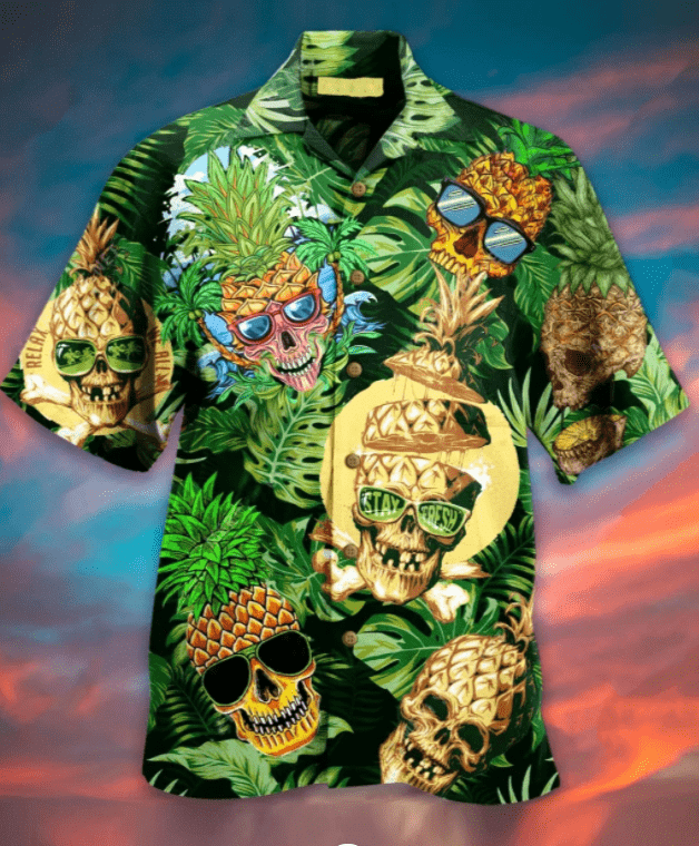 Skull Pineapple Tropical Unisex Aloha Hawaiian Shirts