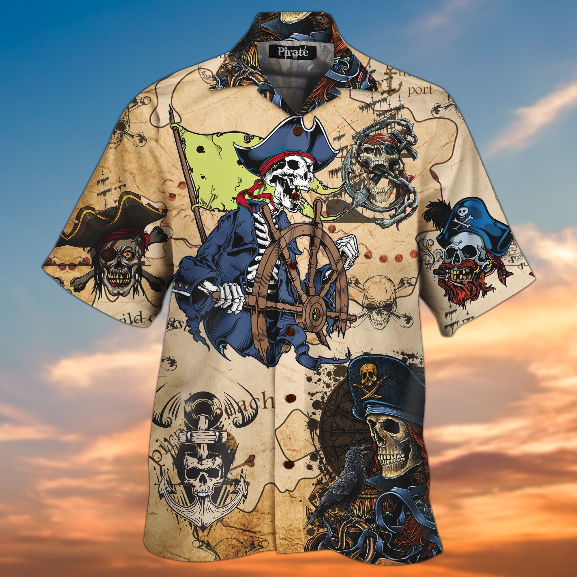 Skull Pirate 3d All Over Printed Hawaiian Shirt