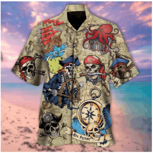 Skull Pirate Hawaiian Shirt For Men Women Adult