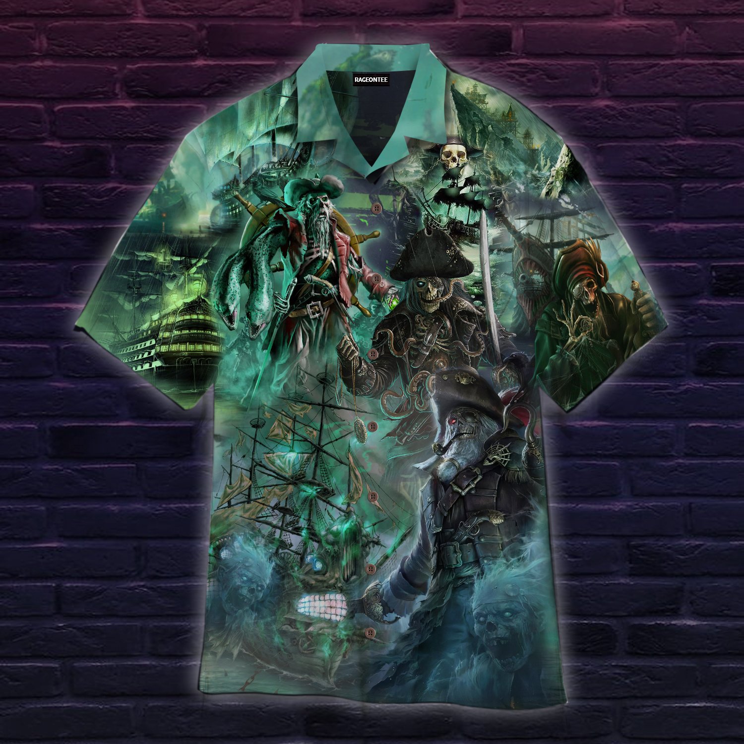 Skull Pirates And Ghost Ships Halloween Hawaiian Shirt