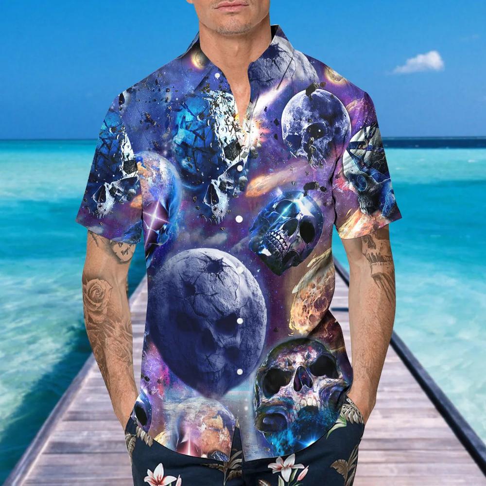 Skull Planet Galaxy Hawaiian Shirt