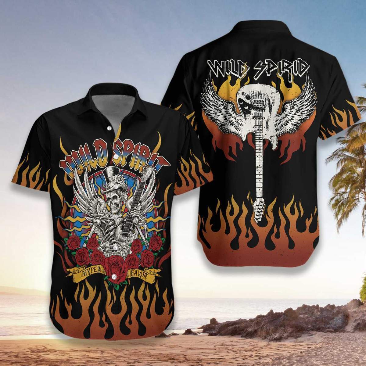 Skull Play Guitar Wild Spirit Hawaiian Shirts