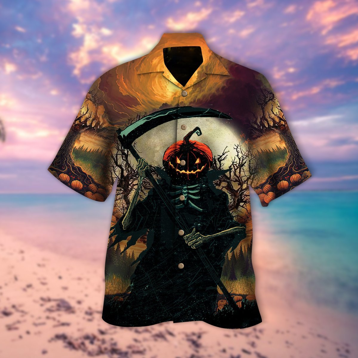 Skull Pumpkin Halloween Hawaiian Shirt For Men Women Adult