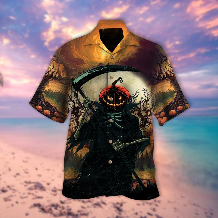 Skull Pumpkin Halloween Hawaiian Shirt