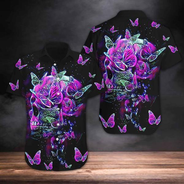 Skull Purple Hawaiian Shirt