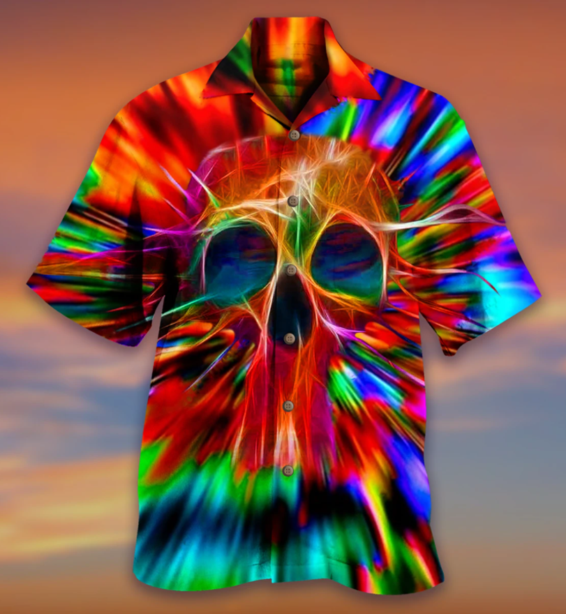 Skull Rainbow Color 3d All Over Printed Hawaiian Shirt-1