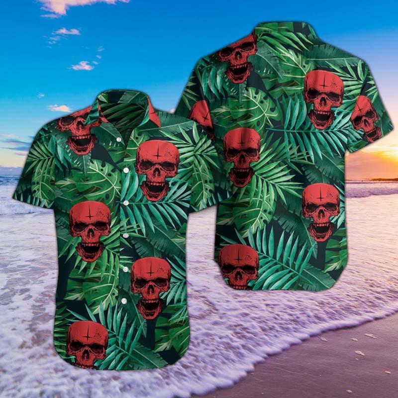 Skull Red Cross Hawaiian Shirts Hawaiian Shirt For Men Hawaiian Shirt