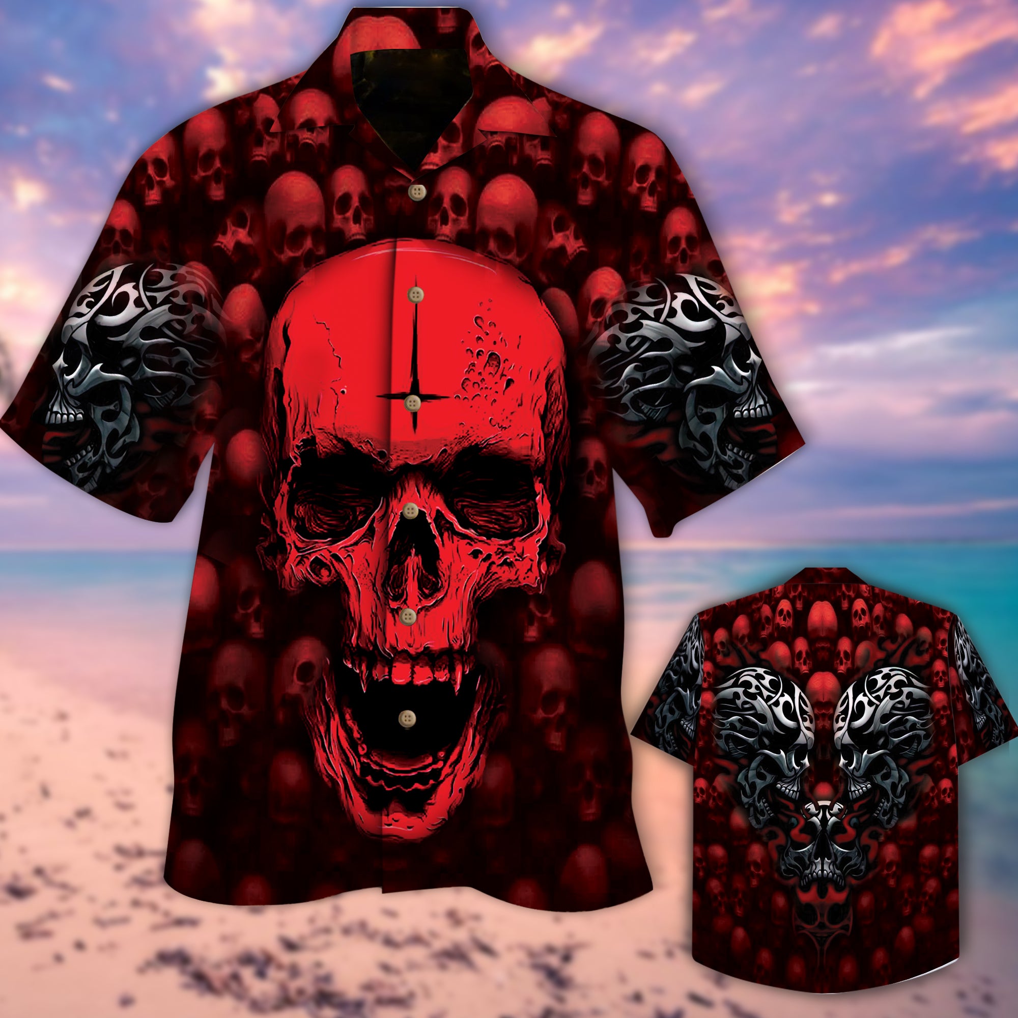 Skull Red Hawaiian Shirt