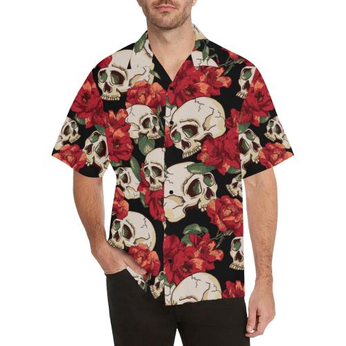 Skull Red Rose Hawaiian Shirt-1