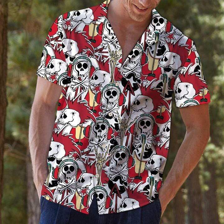 Skull Rock And Roll Hawaiian Aloha Shirt