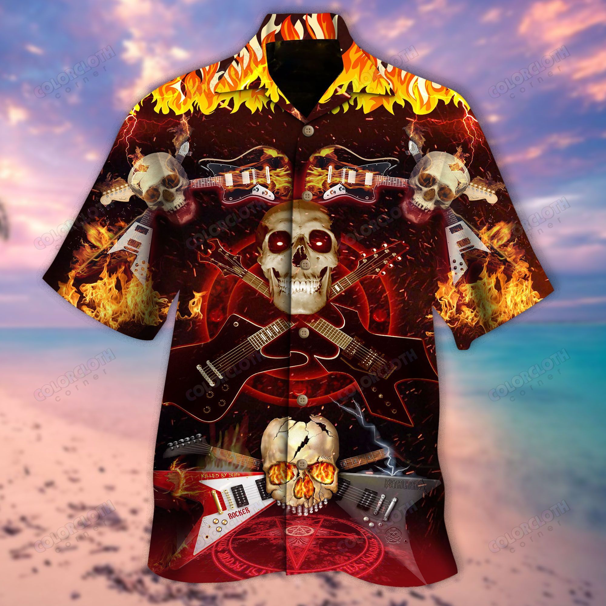 Skull Rock N Roll Hawaiian Shirt Unisex Adult