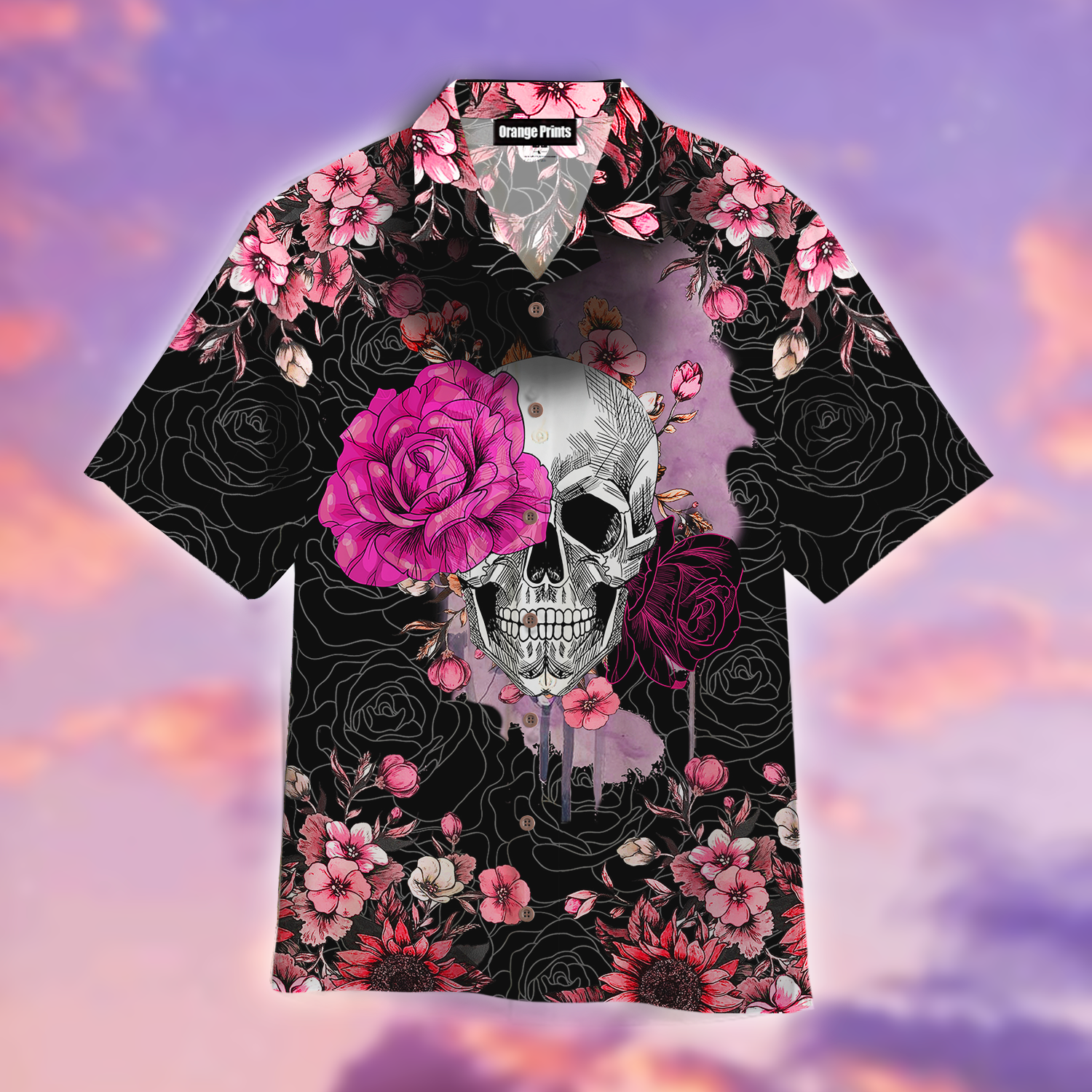 Skull Rose Flower Hawaiian Shirt For Men Women Adult