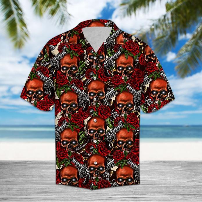 Skull Rose Hawaiian Shirt For Men Women