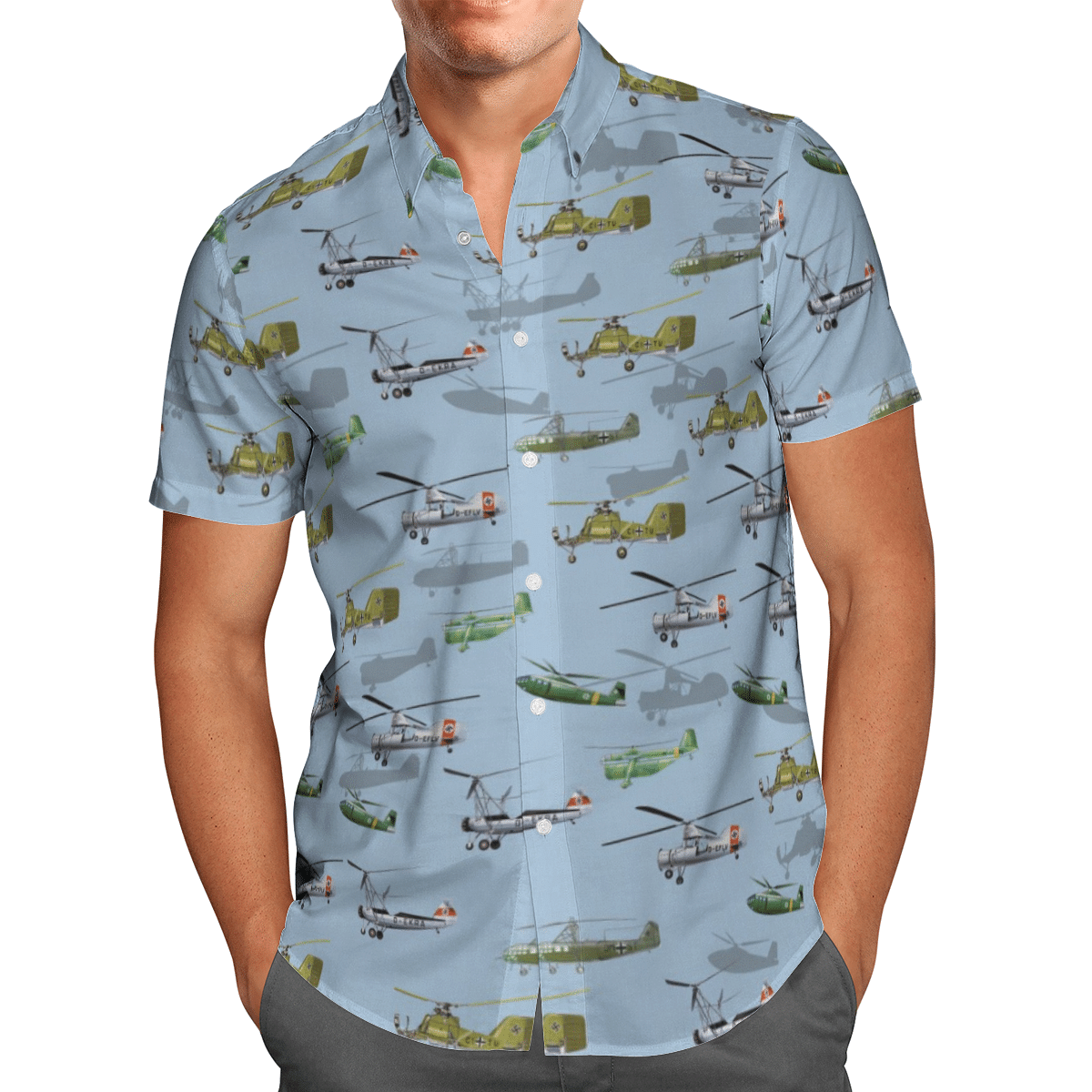 German Helicopter World War 2 Blue Amazing Design Unisex Hawaiian Shirt