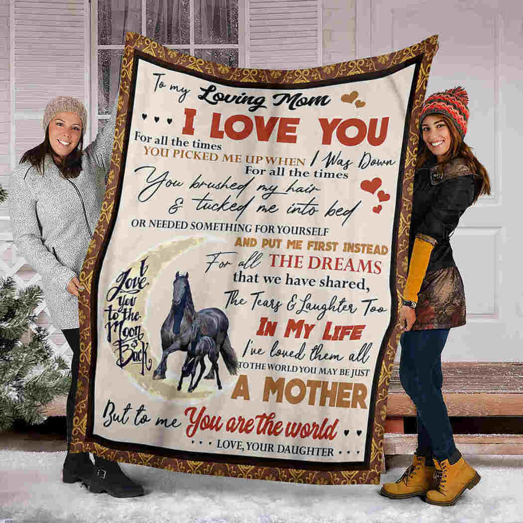 To My Loving Mom - Horse Moon - I Love You Blanket