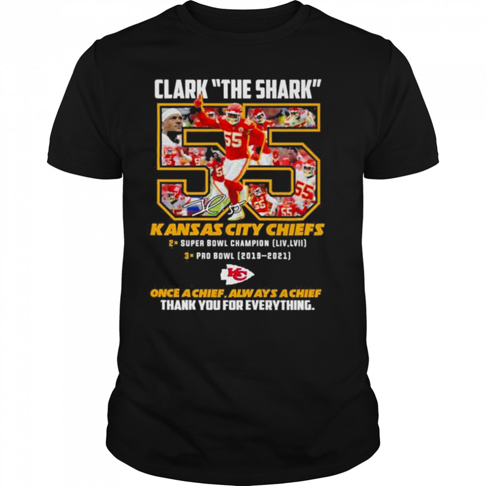 Clark The Shark 55 Kansas City Chiefs thank you for the memories shirt
