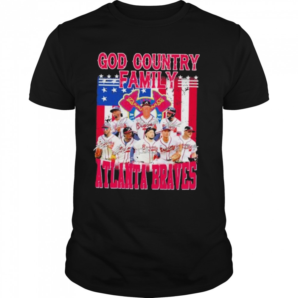 God country family atlanta braves team player american flag shirt