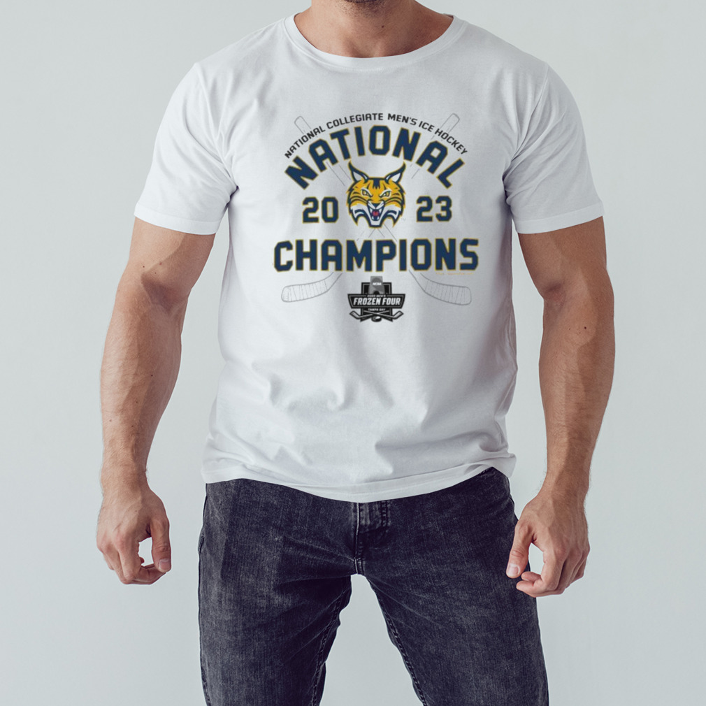 Quinnipiac Bobcats 2023 National Collegiate Men’s Ice Hockey National Champions Locker Room T-Shirt